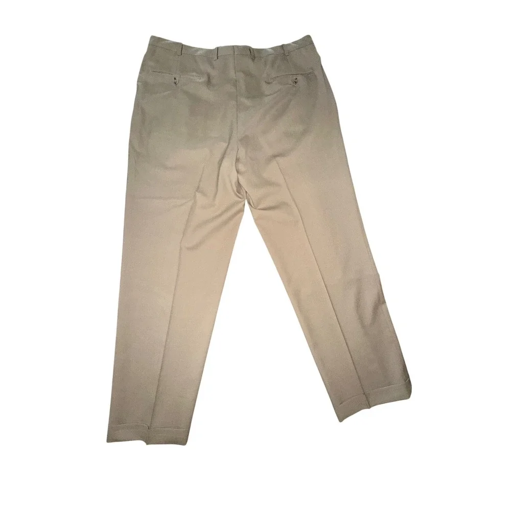 Burberry London Mens Tan Khaki Herringbone Dress Pants Slacks 38x28